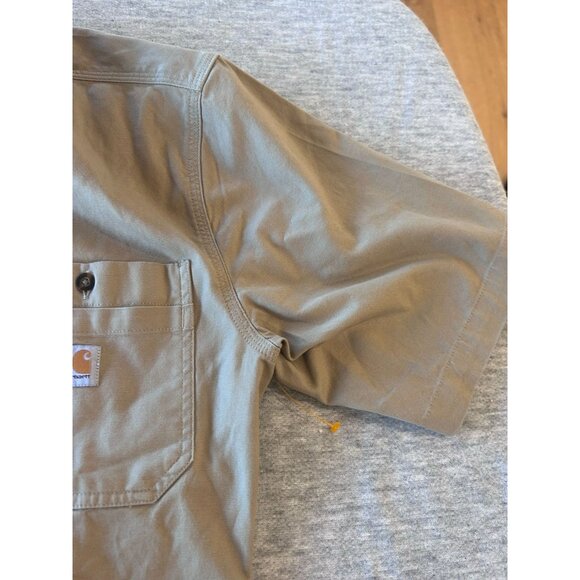 Carhartt Rugged Flex Relaxed Fit Button Down Shirt Men's Size M Short-Sleeve Bei - Picture 6 of 10